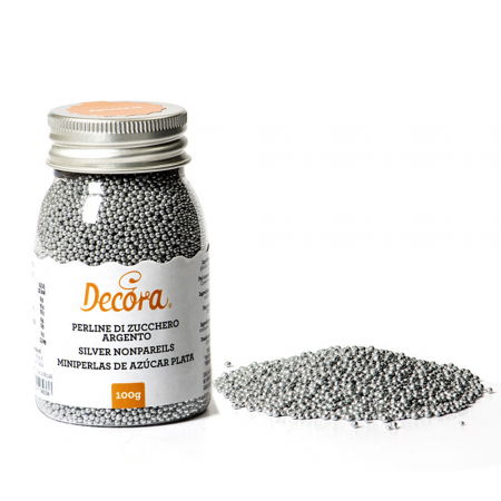 Decoratiuni Comestibile, Decor Tort - Perle Zahar Argintiu Metalizat Ø 1.5mm, 100 gr