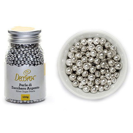 Perle Argintii Metalizat din zahar, Ø 4mm, 100 g [2]