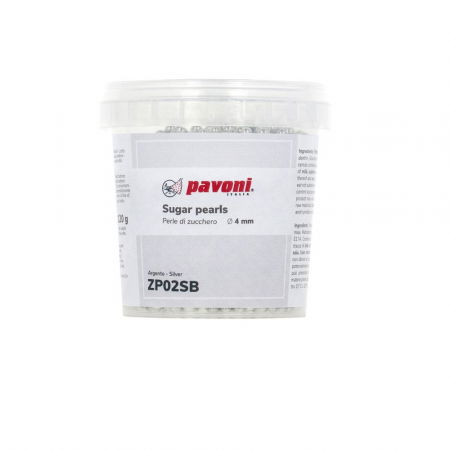 Decoratiuni Comestibile, Decor Tort - Perle Zahar Argintiu Metalizat Ø 4 mm, 120 gr