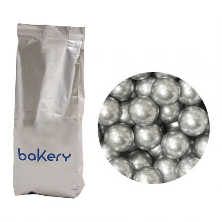 Decoratiuni Comestibile, Decor Tort - Perle Zahar Argintiu Sidefat Ø 8mm, 1 Kg