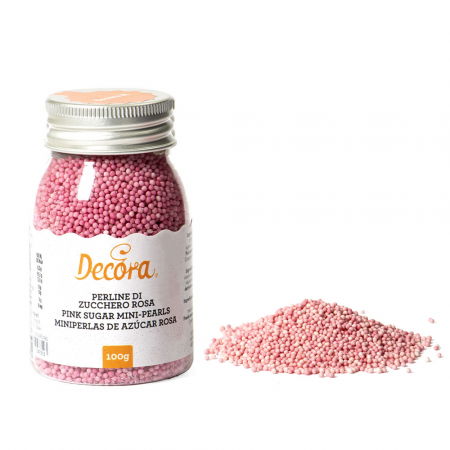 Decoratiuni Comestibile, Decor Tort - Perle Zahar Roz Sidefat Ø 1.5mm, 100 gr