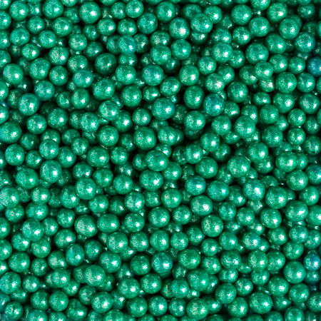 Decoratiuni Comestibile, Decor Tort - Perle Zahar Verde Metalizat Ø 5mm, 100 gr