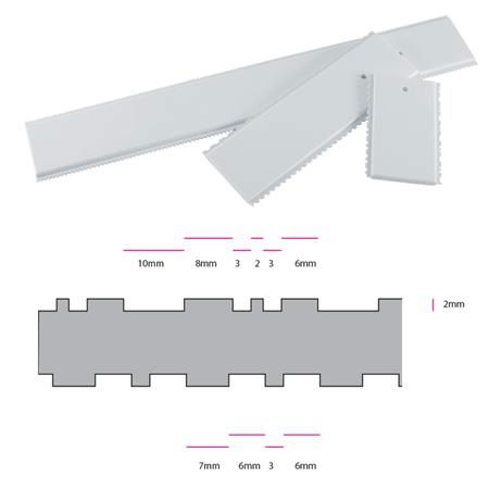 Brutarie, Patiserie - Ustensile - Pieptene Decorare, 2 Modele Decor cu Latimi 3, 6 si 10 mm, Material Plastic, L 70 cm