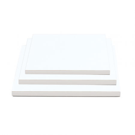 Accesorii Tort, Candy Bar, Bufet - Platou Tort Patrat Alb Satinat, 30 x 30 x H 1.2 cm