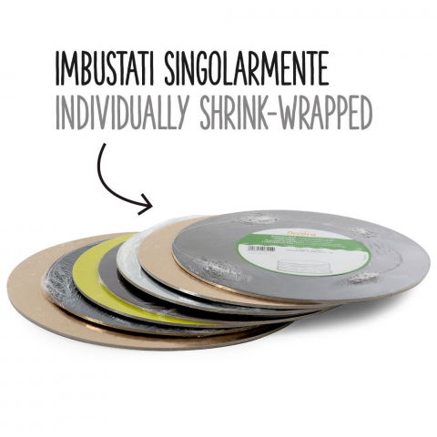 Accesorii Tort, Candy Bar, Bufet - Platou Tort Rotund 2 Fete, Negru/Auriu, Ø 32 x H 0.3 cm