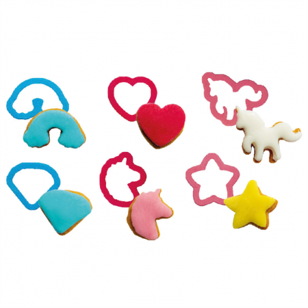 Decupatoare - Povesti cu Unicorn - Decupatoare Plastic Ø 4 x H 2.2 cm, Set 6 Buc