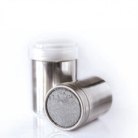 Brutarie, Patiserie - Ustensile - Presarator Produse Pudra cu Sita Fina, integal Inox, Ø 7.5 x H 12 cm