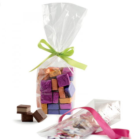 Ambalaje, Etichete, Suporturi - Pungi M cu Baza Carton, Celofan Transparent, 10 + 6 x H 30 cm, Set 100 Buc