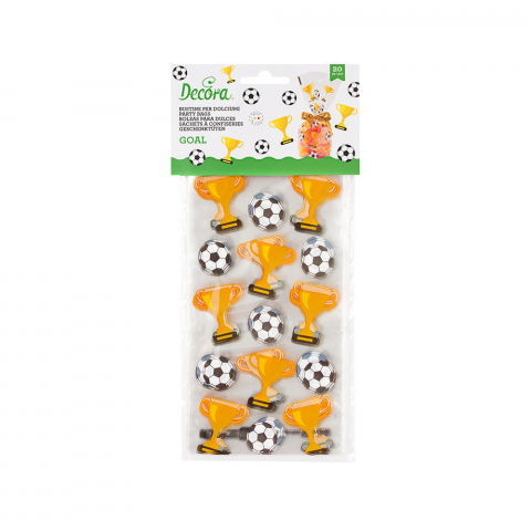 Pungi si Clipsuri Inchidere Pungi - Pungi S cu Baza, Celofan cu Model Fotbal, 12.5 x 3 x H 24 cm, Set 20 Buc
