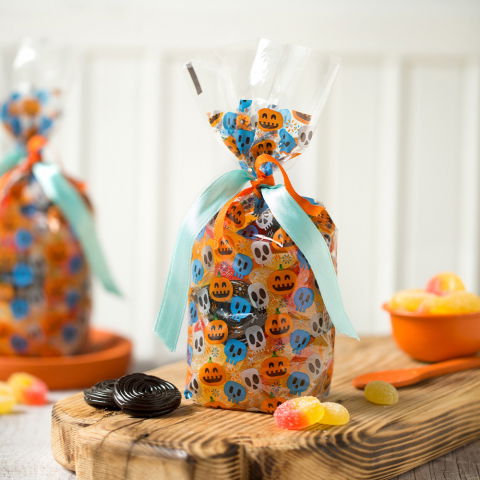 Pungi S cu Baza, Celofan cu Model Haloween, 12.5 x 3 x H 24 cm, Set 20 Buc [2]