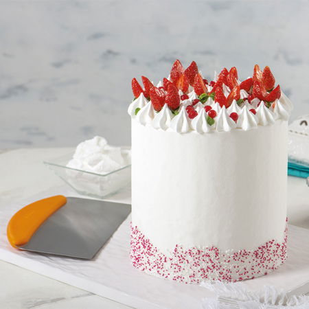 Racleta Nivelare Tort cu Maner din Plastic si Lama Inox Dreapta, 22.5x11 cm [2]