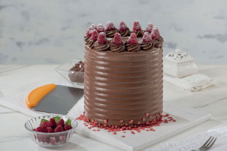 Brutarie, Patiserie - Ustensile - Racleta Nivelare Tort cu Maner din Plastic si Lama Inox Piaptan, 22.5x11 cm