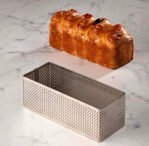 Cofetarie - Ustensile - Rama Microforata Tarte Dreptughi Colturi Rotunjite, 12 x 5 x H 4.5 cm