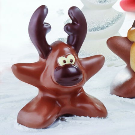 Ciocolaterie - Matrite, Ustensile - Renul de Craciun 3D 14.5x9xh17.5 cm - Kit Matrite Plastic 2 Subiecte