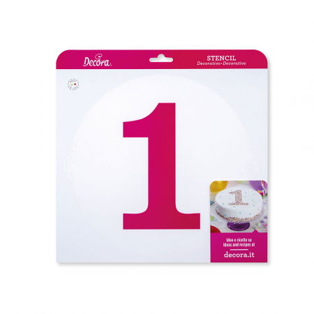 Sabloane Decor - Sablon Plastic Rotund Decor Cifra 1, Ø 25 cm