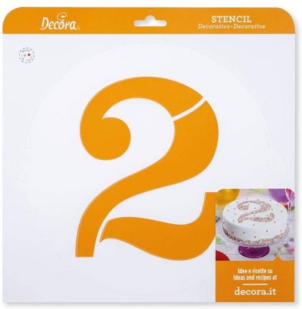 Sabloane Decor - Sablon Plastic Rotund Decor Cifra 2, Ø 25 cm