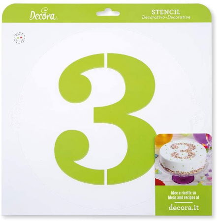 Sabloane Decor - Sablon Plastic Rotund Decor Cifra 3, Ø 25 cm