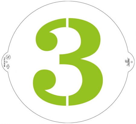 Sabloane Decor - Sablon Plastic Rotund Decor Cifra 3, Ø 25 cm