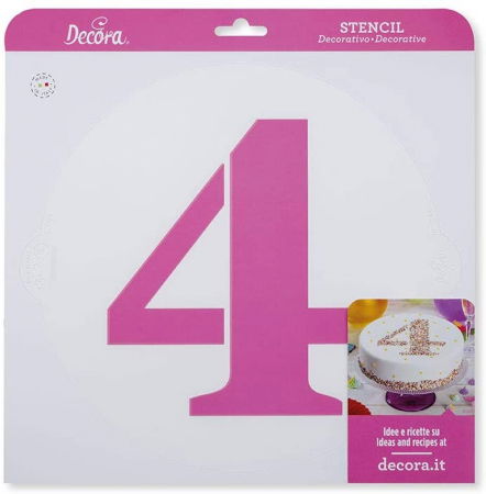 Sabloane Decor - Sablon Plastic Rotund Decor Cifra 4, Ø 25 cm