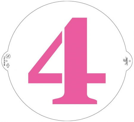 Sabloane Decor - Sablon Plastic Rotund Decor Cifra 4, Ø 25 cm