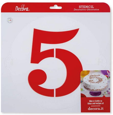 Sabloane Decor - Sablon Plastic Rotund Decor Cifra 5, Ø 25 cm