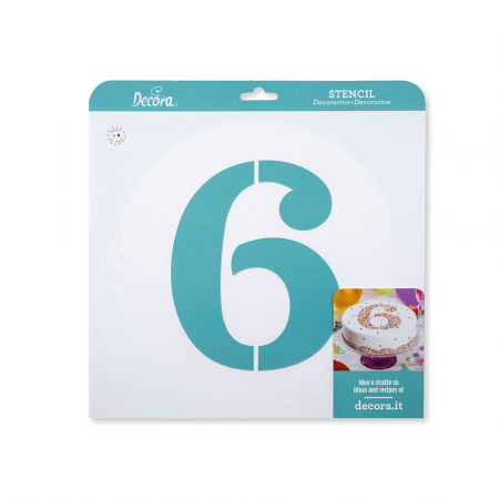 Sabloane Decor - Sablon Plastic Rotund Decor Cifra 6, Ø 25 cm