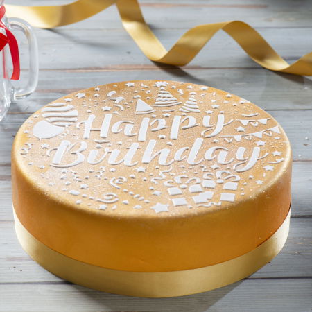 Cofetarie - Ustensile - Sablon Plastic Rotund Decor Happy Birthday Ø 25 cm