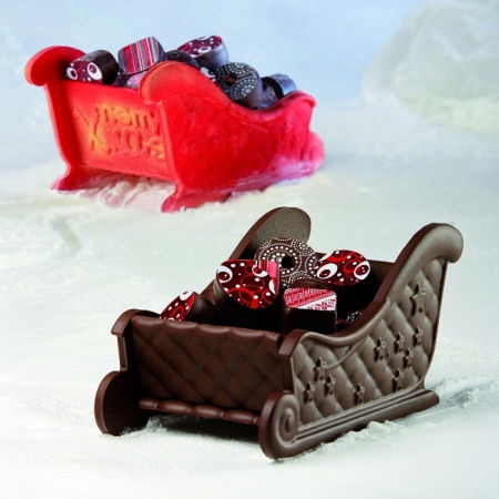 Ciocolaterie - Matrite, Ustensile - Sania lui Mos Craciun 3D, 18x10xh9 cm - Kit Matrite Plastic 2 Subiecte