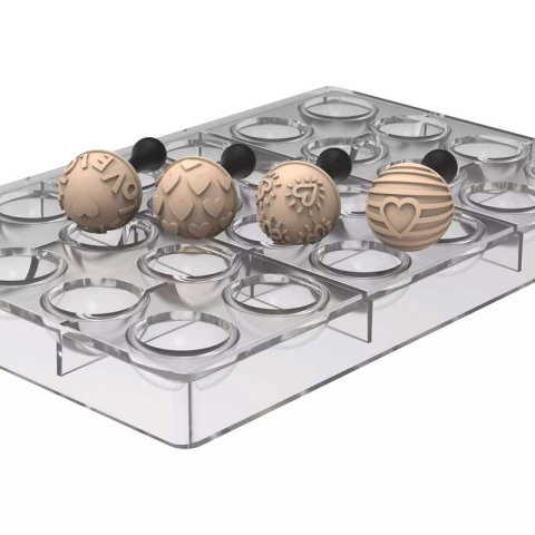 Matrite Semisfere Ciocolata - Semisfere Ciocolata Ø 3.1 x H 1.9 - Kit Matrita Titan 24 cavitati + 4 Stampile Décor Model Inimi