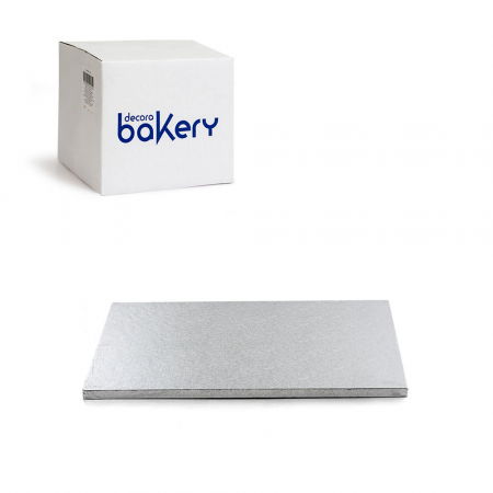 Platouri Tort - Set 10 Platouri Tort Dreptunghiulare Argintii, 30 x 20 x H 1.2 cm