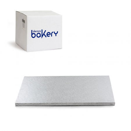 Accesorii Tort, Candy Bar, Bufet - Set 10 Platouri Tort Dreptunghiulare Argintii, 45 x 35 x H 1.2 cm