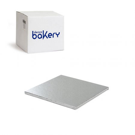 Platouri Tort - Set 10 Platouri Tort Patrate Argintii, 20 x 20 x H 1.2 cm