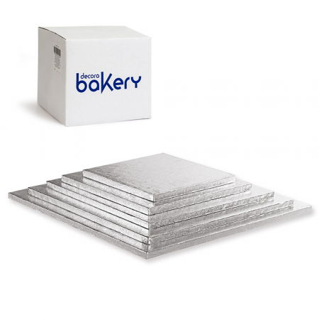 Set 10 Platouri Tort Patrate Argintii, 25 x 25 x H 1.2 cm [2]