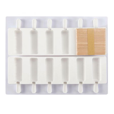 Matrite, Forme Inghetata, Gelaterie - Set 2 Matrite Silicon Brick Inghetata pe bat 74 ml, 12 cavitati
