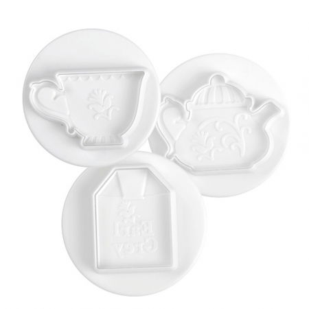 Decupatoare Diverse - Tea Time - Decupatoare Plastic cu Extractor Ø 6 cm, Set 3 Buc