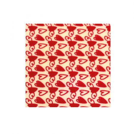 Folii Transfer Decoruri Ciocolata - Set 30 Folii Transfer Decor Ciocolata Magenta Inimioare, 34 x 26.5 cm