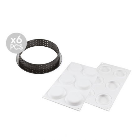 Set Tarte Ø 8 cm, 6 Rame Microforate + Forma Silicon 6 cavitati [2]