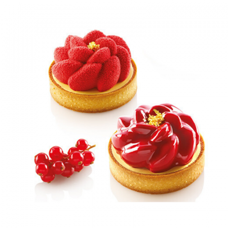 Set Tarte Ø 8 cm Floare, 6 Rame Microforate + Forma Silicon 6 Cavitati [3]