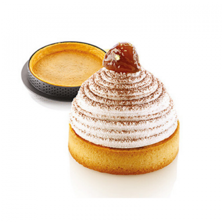 Forme de Silicon Cofetarie - Set Tarte Ø 8 cm Montblanc, 6 Rame Microforate + Forma Silicon 6 Cavitati