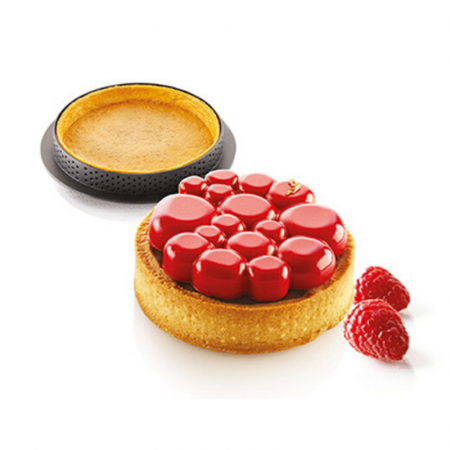 Forme de Silicon Cofetarie - Set Tarte Ø 8 cm Paradis, 6 Rame Microforate + Forma Silicon 6 cavitati