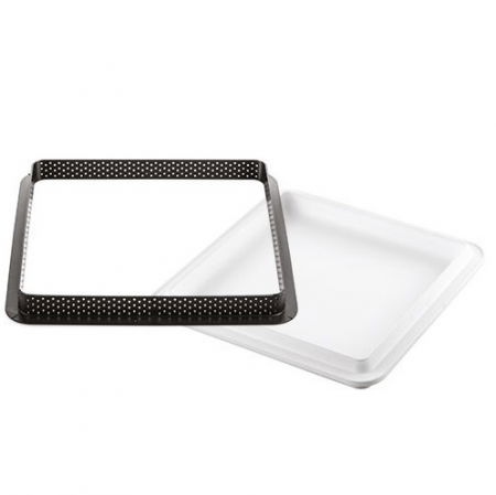 Forme Silicon pentru Torturi si Prajituri - Set Tarte 20 x 20 cm, 1 Rama Microforata + Forma Silicon
