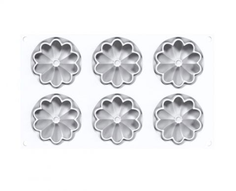 Forme de Silicon Cofetarie - Set Tarte 3D Bloom Mini Flower Ø7.65 x H 1.7 cm + Rama Microforata Ø 8 x H 2 cm