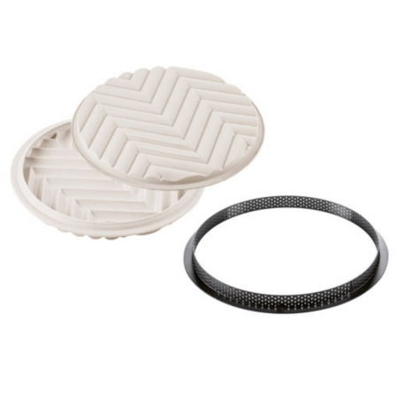 Forme de Silicon Cofetarie - Set Tarte gafique Ø 25 cm, 1 Rama Microforata + Forma Silicon