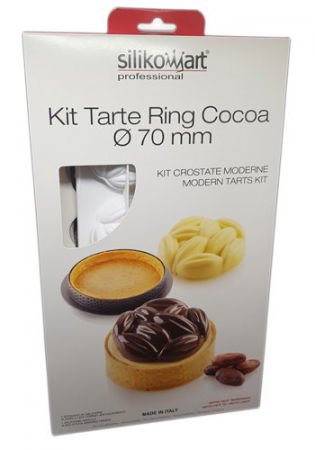 Forme de Silicon Cofetarie - Set Tarte Ø 7 cm Cocoa, 8 Rame Microforate + Forma Silicon 8 Cavitati