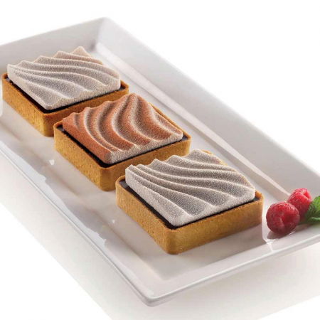 Forme de Silicon Cofetarie - Set Tarte Sand 8 x 8 x H 2 cm, 6 Rame Microforate + Forma Silicon 6 Cavitati