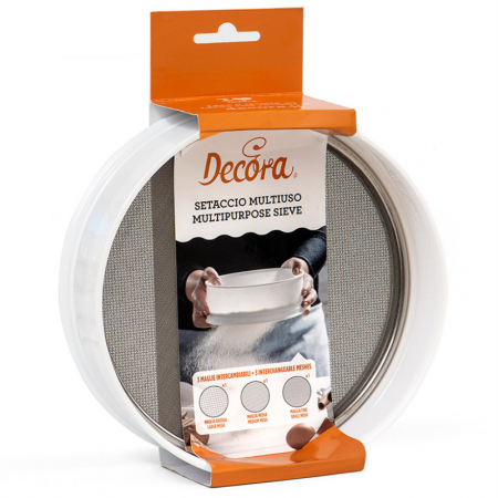 Brutarie, Patiserie - Ustensile - Sita Material Plastic cu 3 Retele Inox Interschimbabile, Ø20xH7 cm, Set 4 Buc