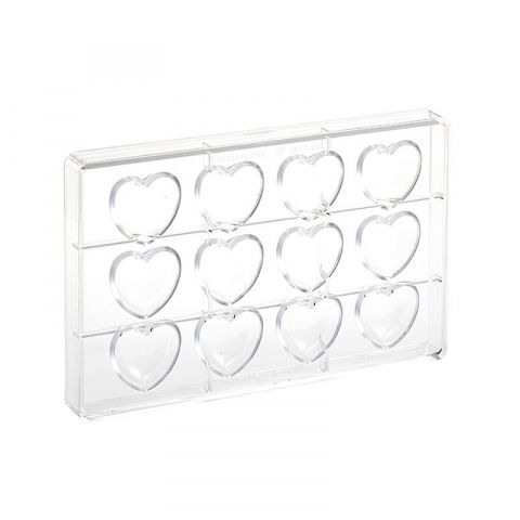 Ciocolaterie - Matrite, Ustensile - Snack Ciocolata 4.5 x 4.2 x H 1.6 cm - Matrita Policarbonat Inima, 12 cavitati