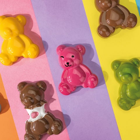 Ciocolaterie - Matrite, Ustensile - Snack Ciocolata 8 x 6.45 x H 2.25 cm - Matrita Policarbonat Urs, 6 cavitati, 56 gr