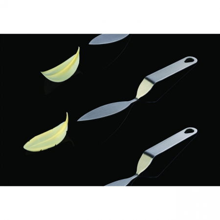Spatula Inox Decor Ciocolata - Pene / Fulgi, 8x2.3 cm [6]