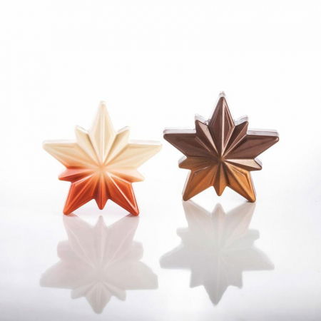 Matrite Decoruri, Figurine 3D Ciocolata - Stea Craciun Polaris 3D 17.2 x 16. 4 x H 7.5 cm, Set Matrite Plastic 2 Subiecte Ciocolata